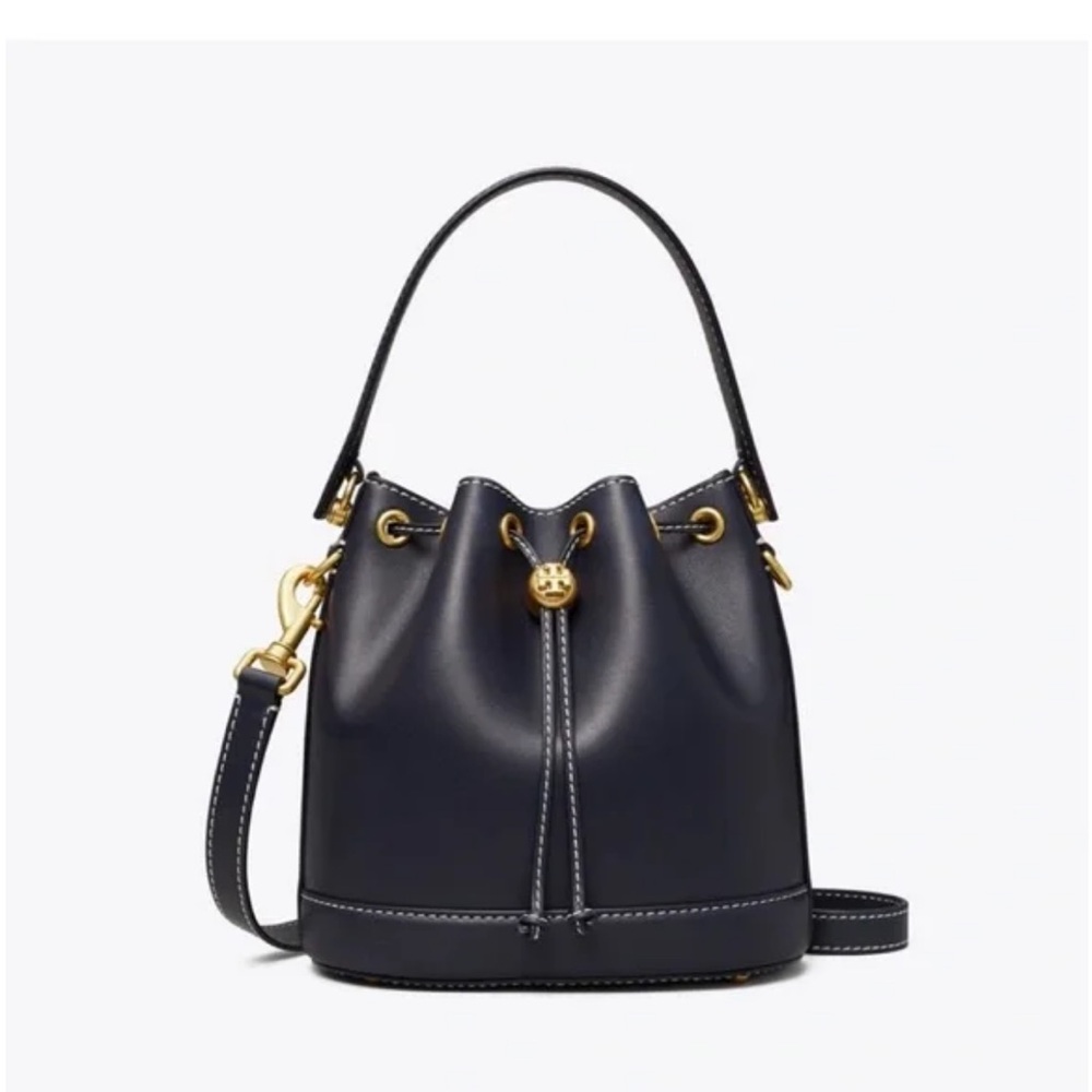 NWOT Tory Burch Navy Blue Leather Bucket Bag